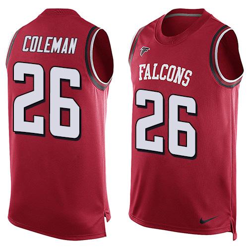 Nike Falcons #26 Tevin Coleman Red Team Color Men's Stitched NFL Limited Tank Top Jersey